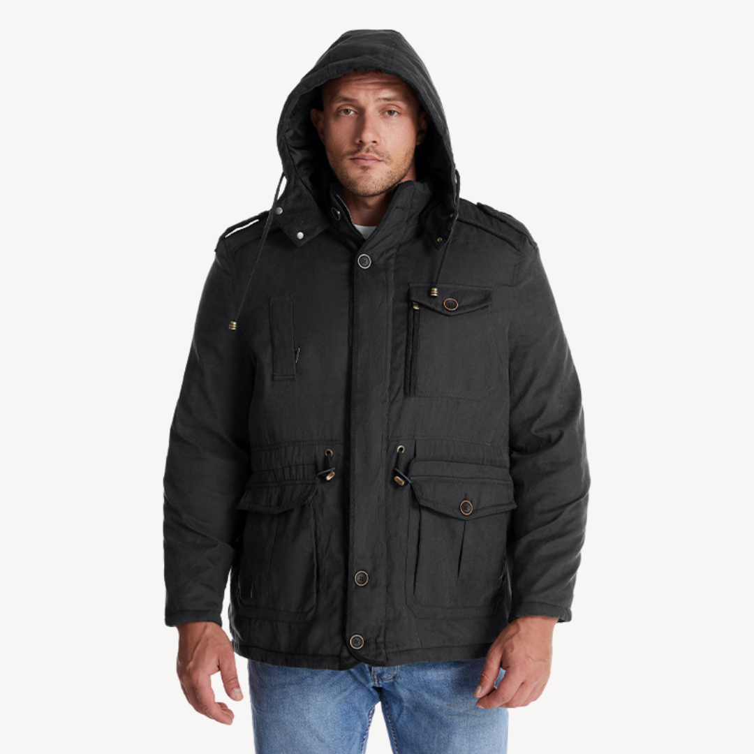 Men's Waterproof Winter Parka with Lined Hood