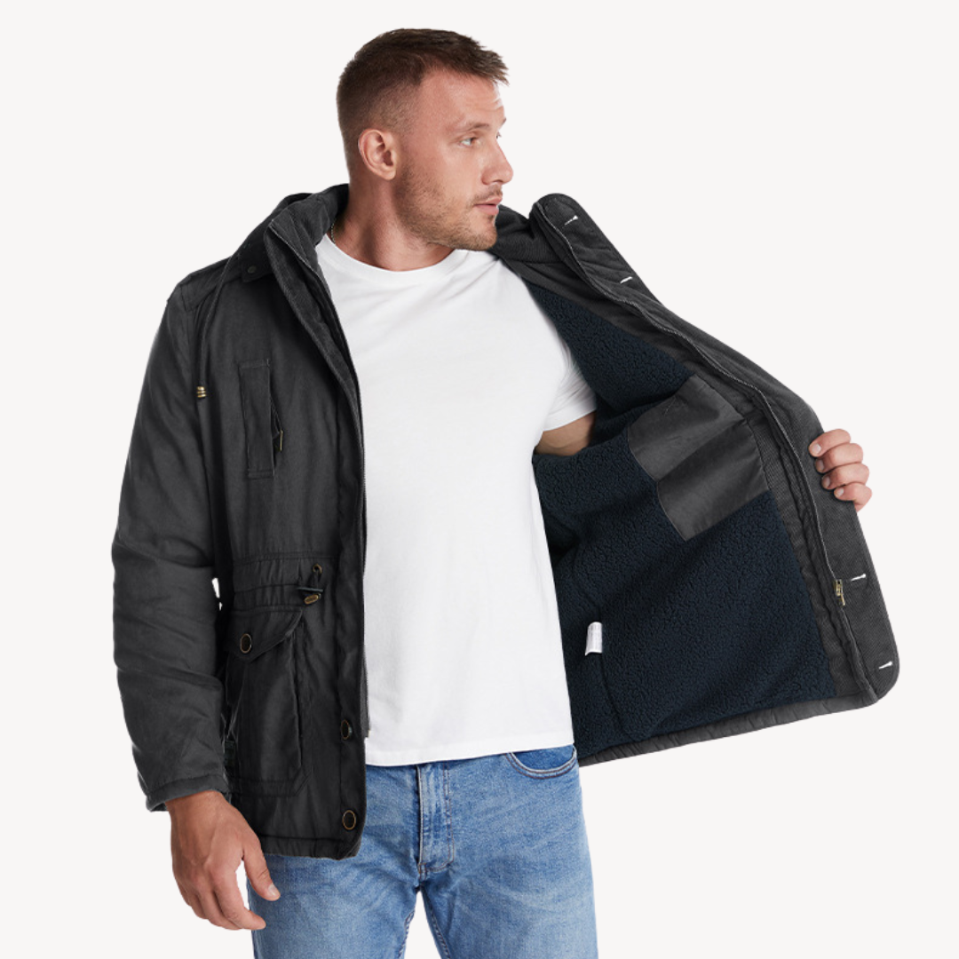 Men's Waterproof Winter Parka with Lined Hood