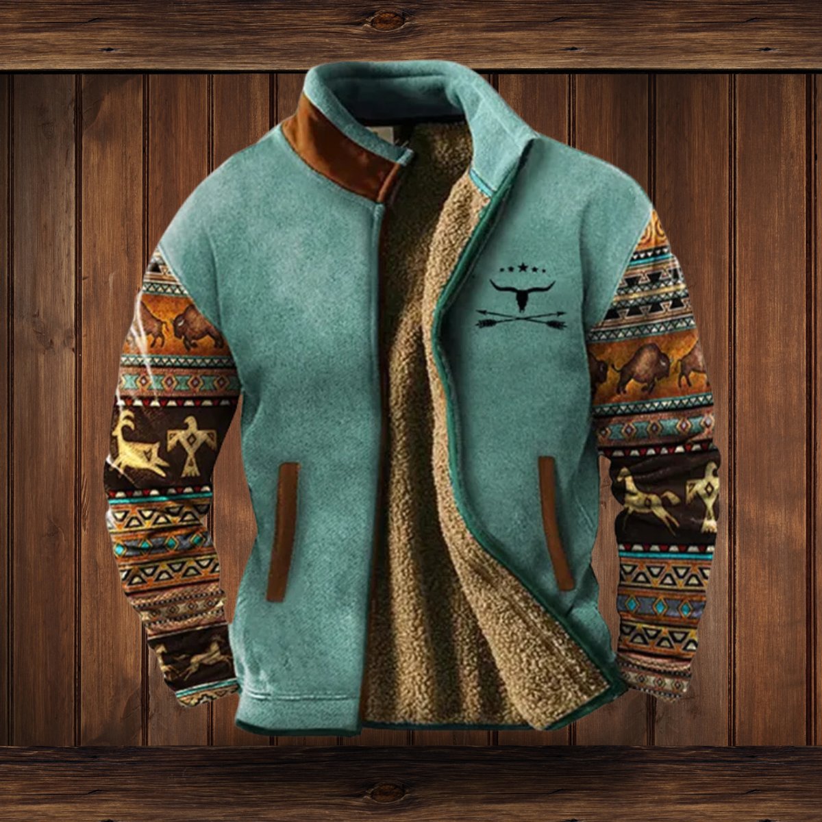 Men's Western Print Full-Zip Jacket