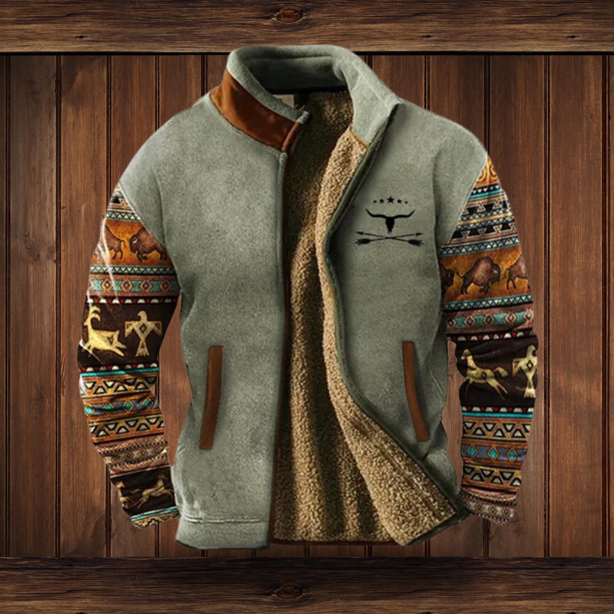 Men's Western Print Full-Zip Jacket