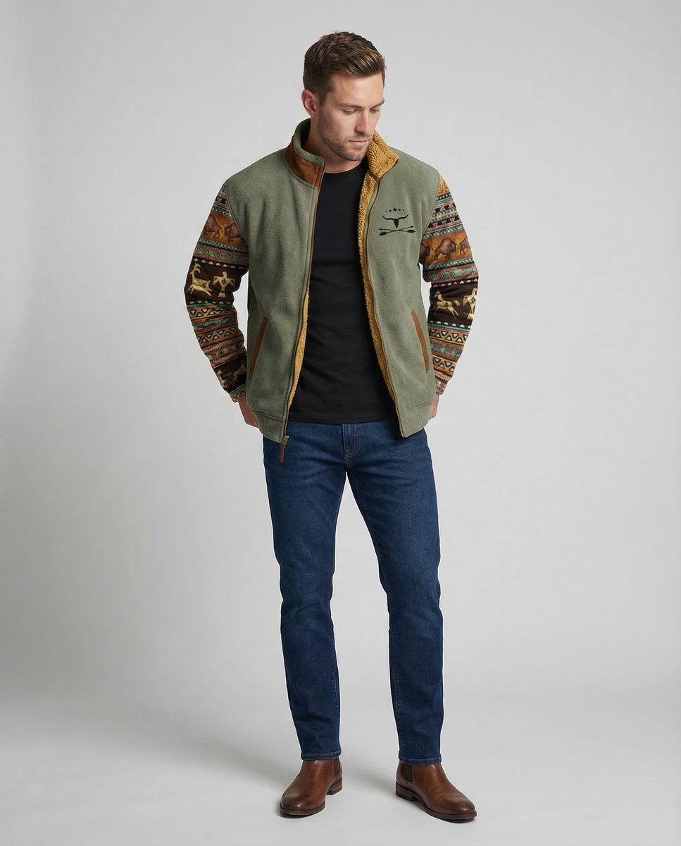 Men's Western Print Full-Zip Jacket