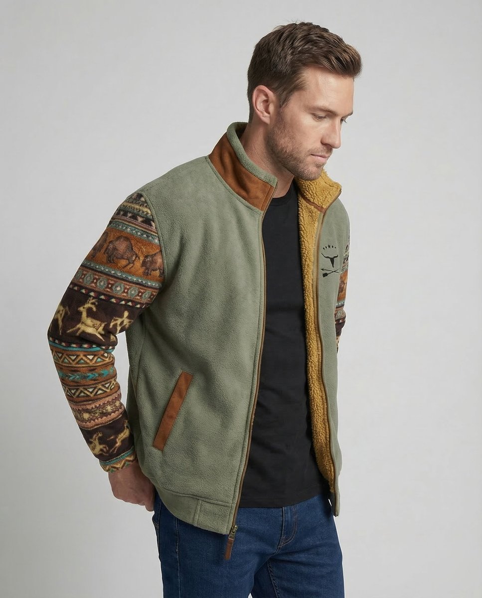 Men's Western Print Full-Zip Jacket