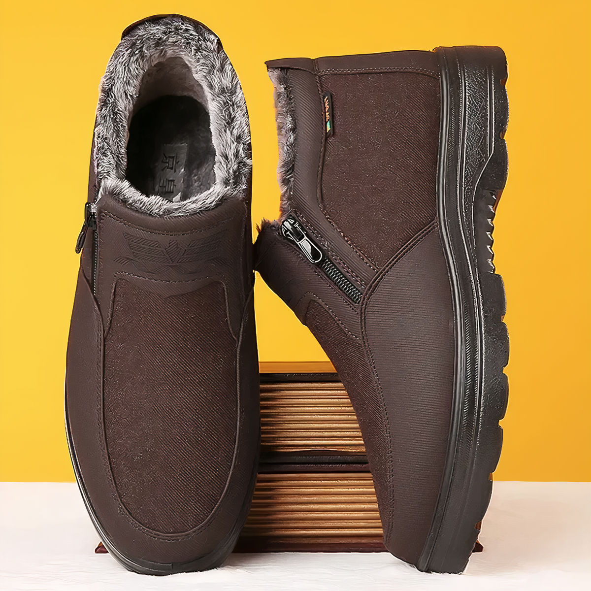 Men's Winter Boots with Non-Slip Sole and Waterproof Construction