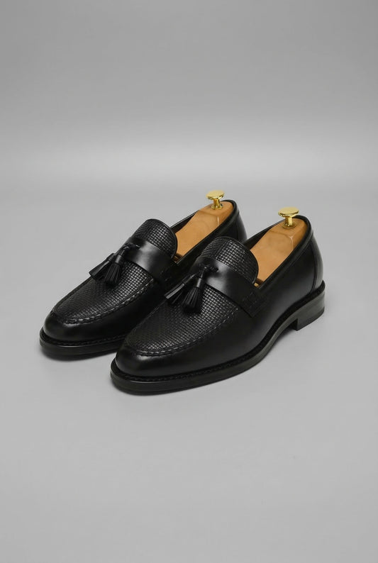 Men's Woven-Vamp Tassel Slip-On Dress Loafers