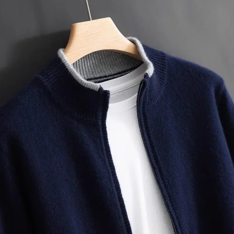 Men's Zip Cardigan Jacket - Warm and Stylish, Perfect for Autumn