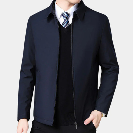 Men's Zip-Up Fall Jacket with Classic Collar