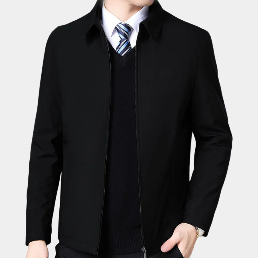 Men's Zip-Up Fall Jacket with Classic Collar