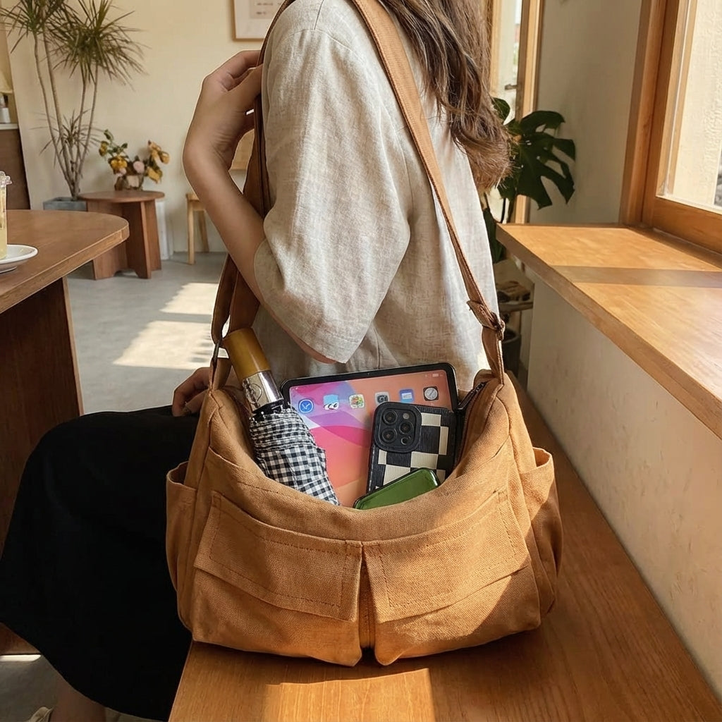 Messenger Bag with Adjustable Strap and Multiple Pockets – Durable, Reinforced Design