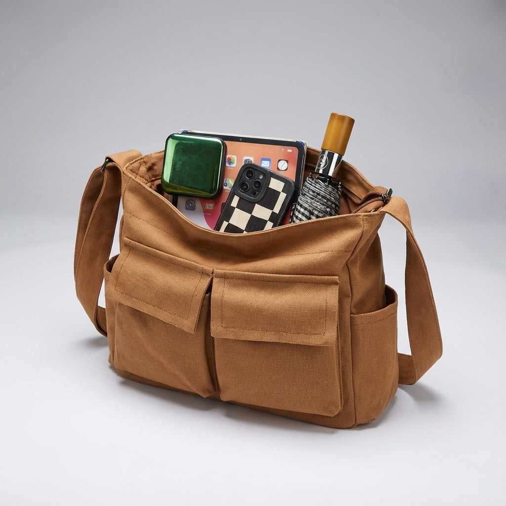 Messenger Bag with Adjustable Strap and Multiple Pockets – Durable, Reinforced Design