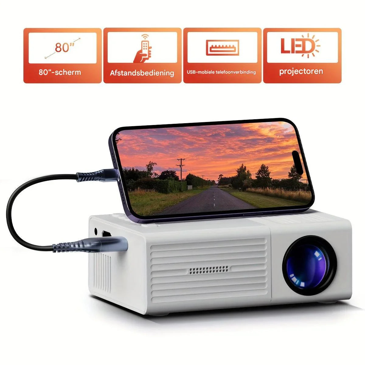 Mini Projector - Portable HD Cinema Projector