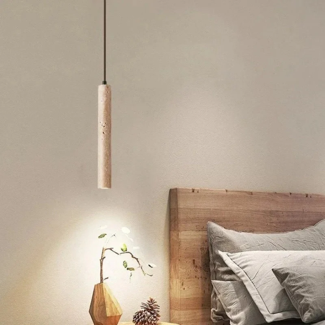 Minimalist Travertine Wabi-Sabi Style LED Pendant Light