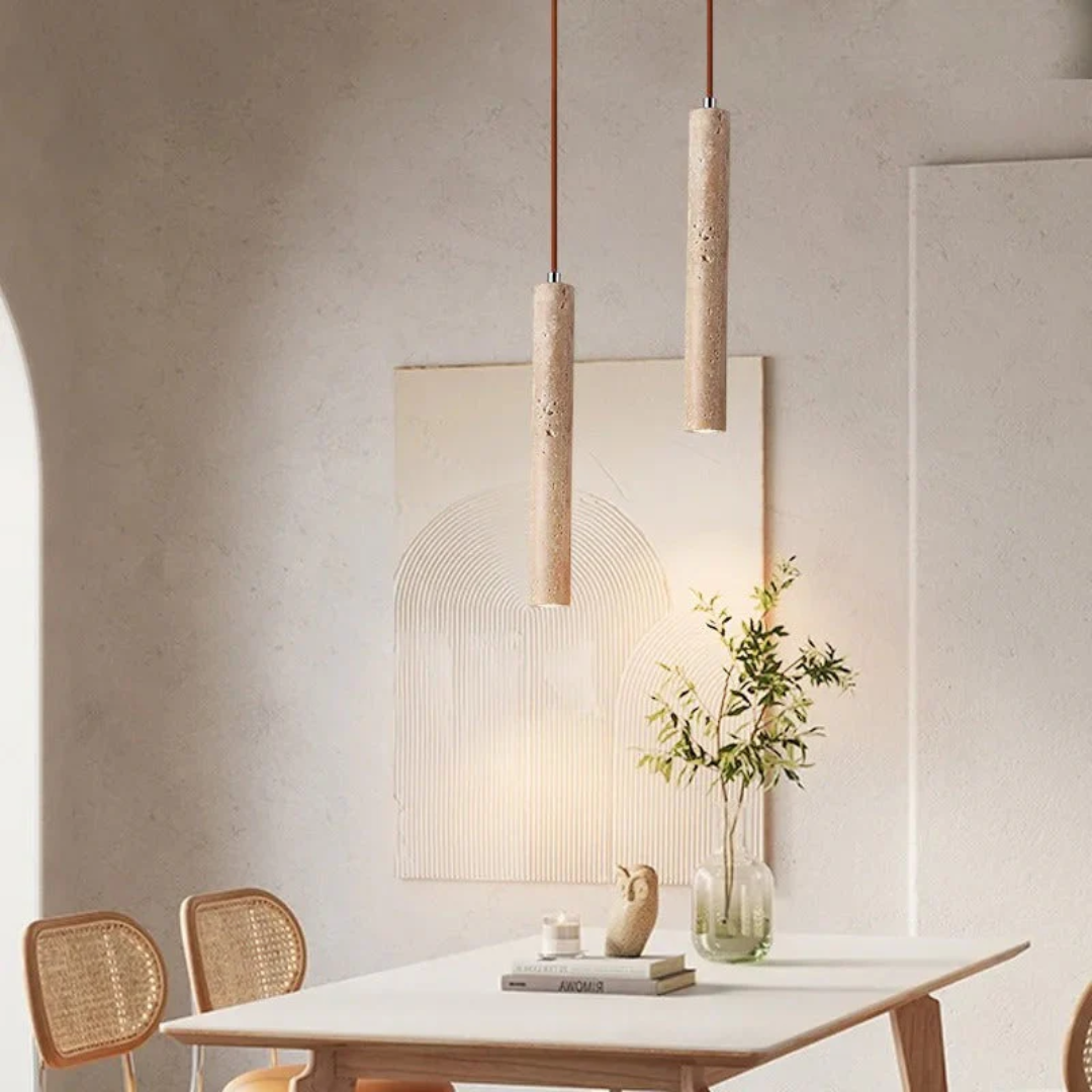 Minimalist Travertine Wabi-Sabi Style LED Pendant Light