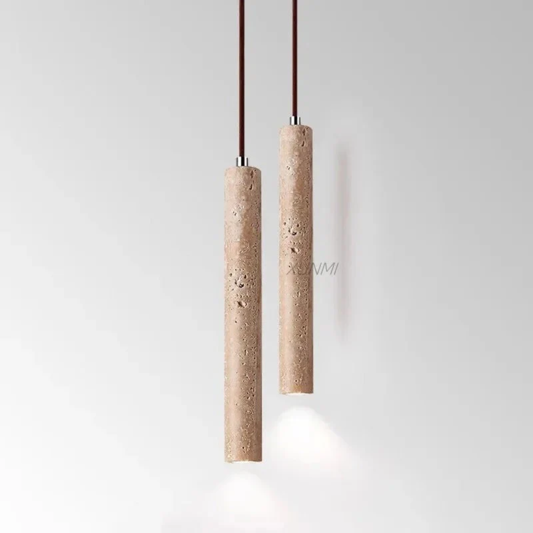 Minimalist Travertine Wabi-Sabi Style LED Pendant Light