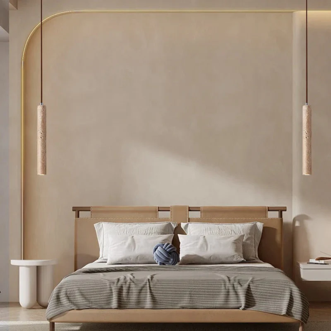Minimalist Travertine Wabi-Sabi Style LED Pendant Light