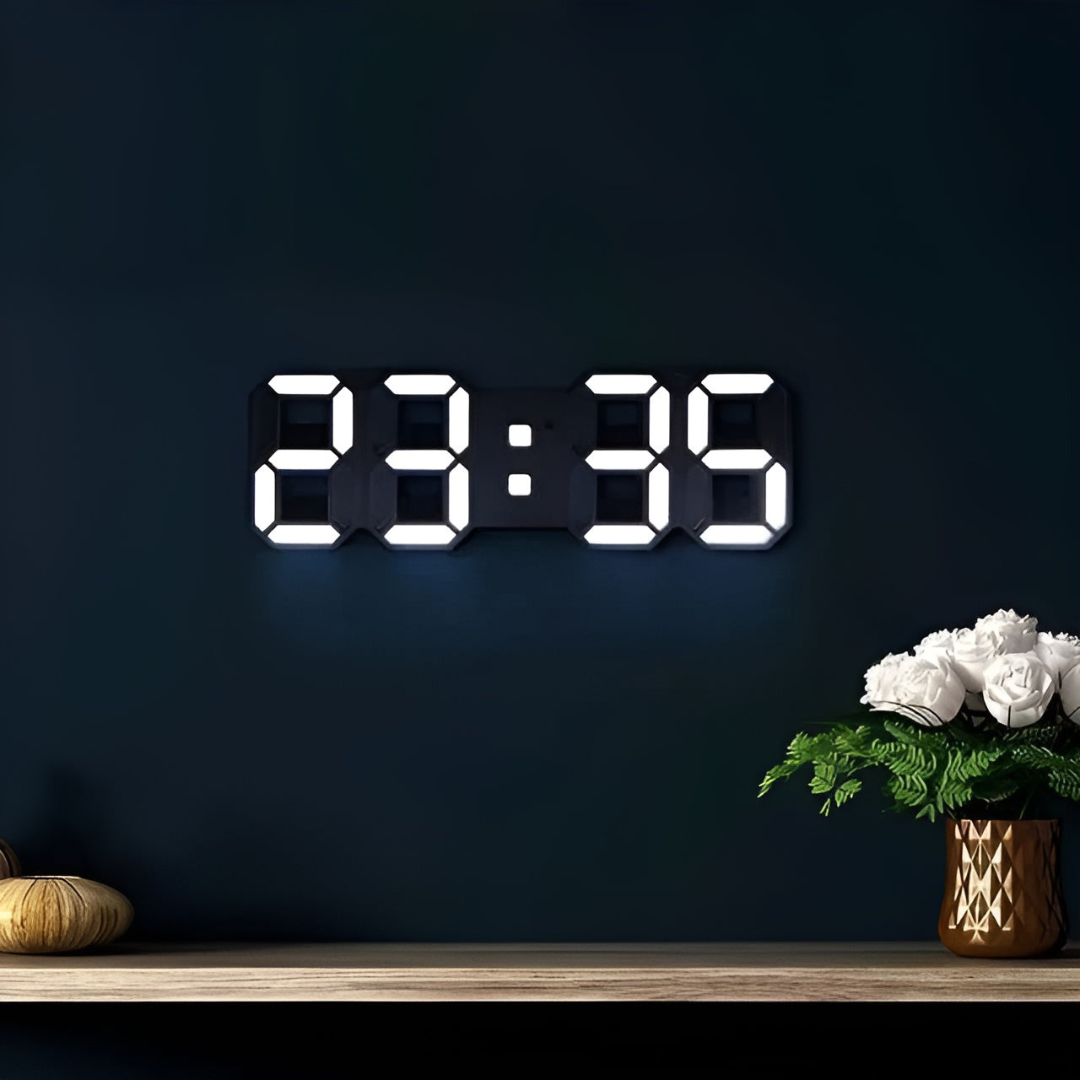 Modern 3D Digital Wall Clock with LED Backlight