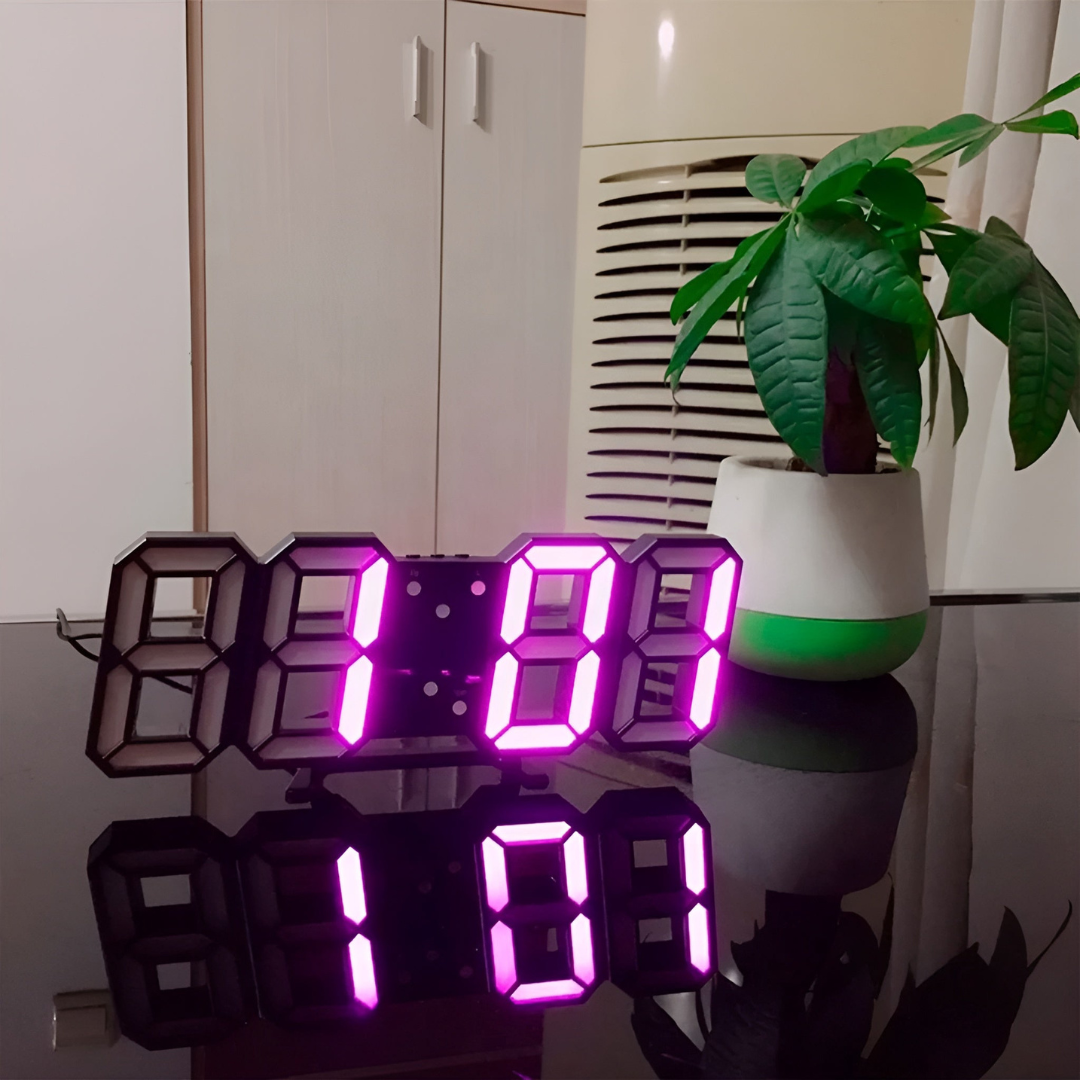 Modern 3D Digital Wall Clock with LED Backlight