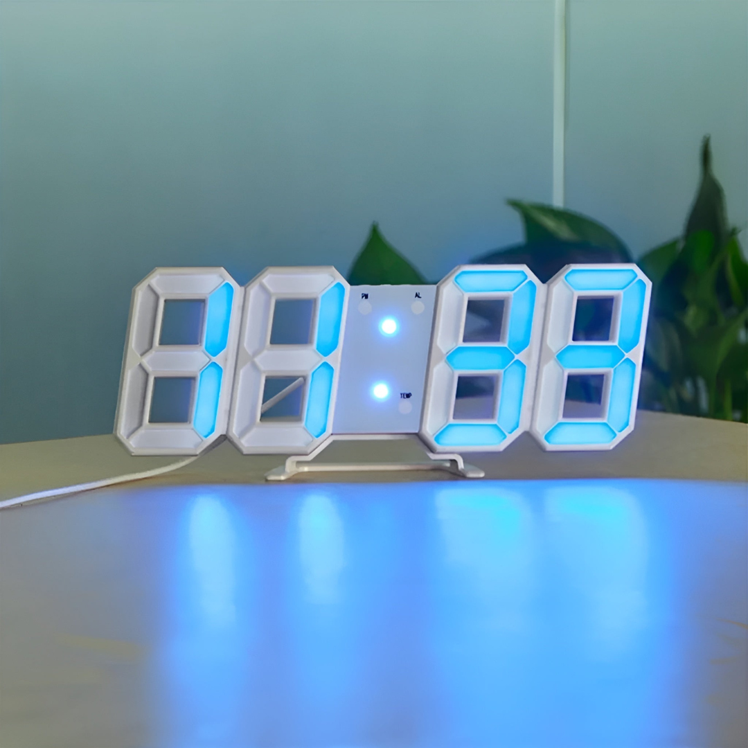 Modern 3D Digital Wall Clock with LED Backlight