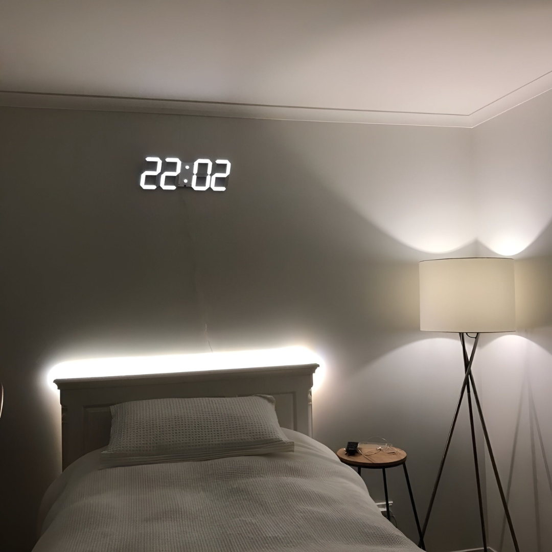 Modern 3D Digital Wall Clock with LED Backlight