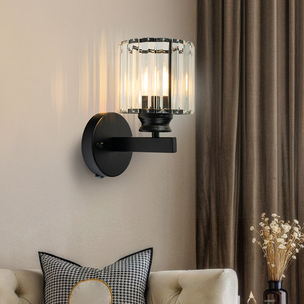 Modern Crystal Wall Sconce – Glass and Iron Wall Light