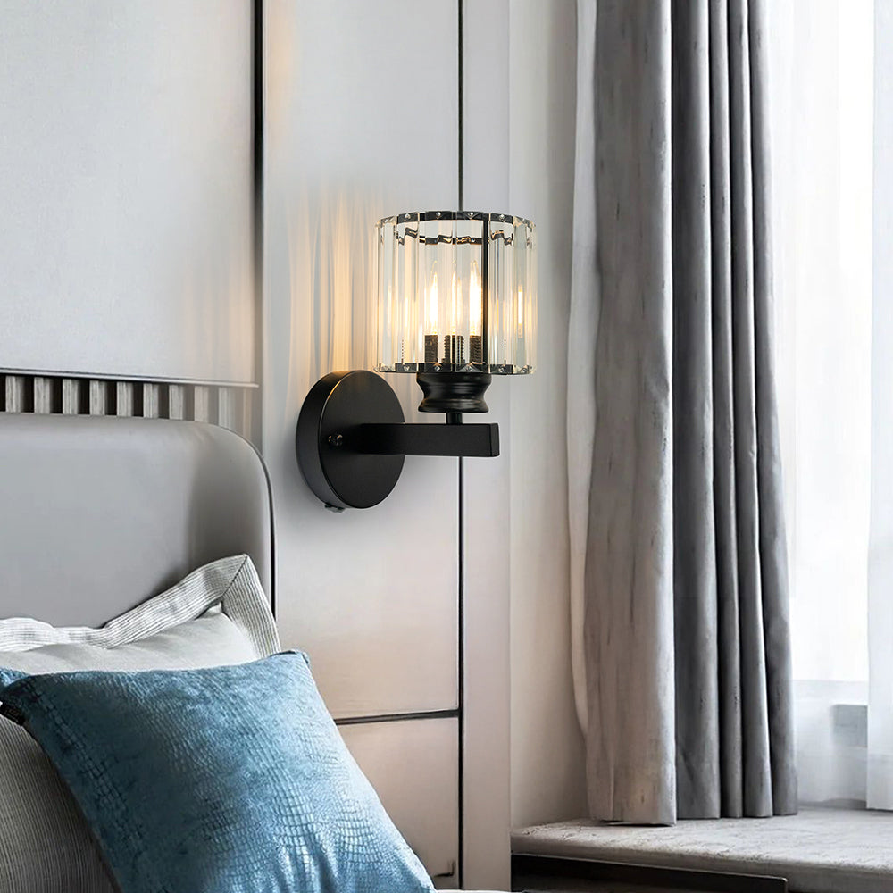 Modern Crystal Wall Sconce – Glass and Iron Wall Light