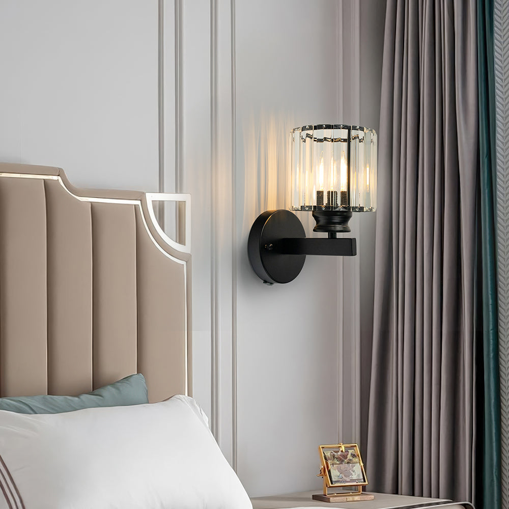 Modern Crystal Wall Sconce – Glass and Iron Wall Light