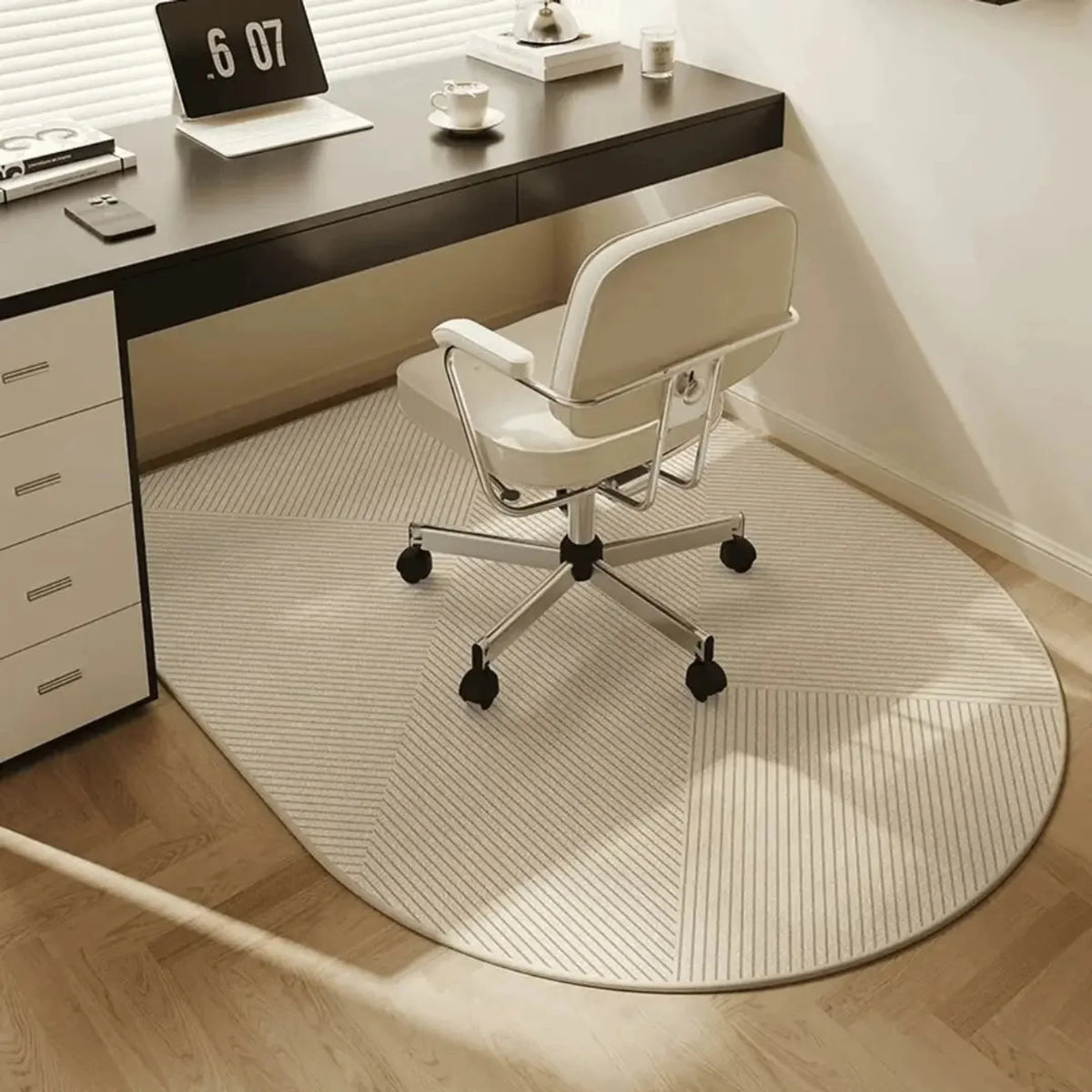 Modern Geometric Office Chair Mat with Non-Slip Backing – Floor Protection
