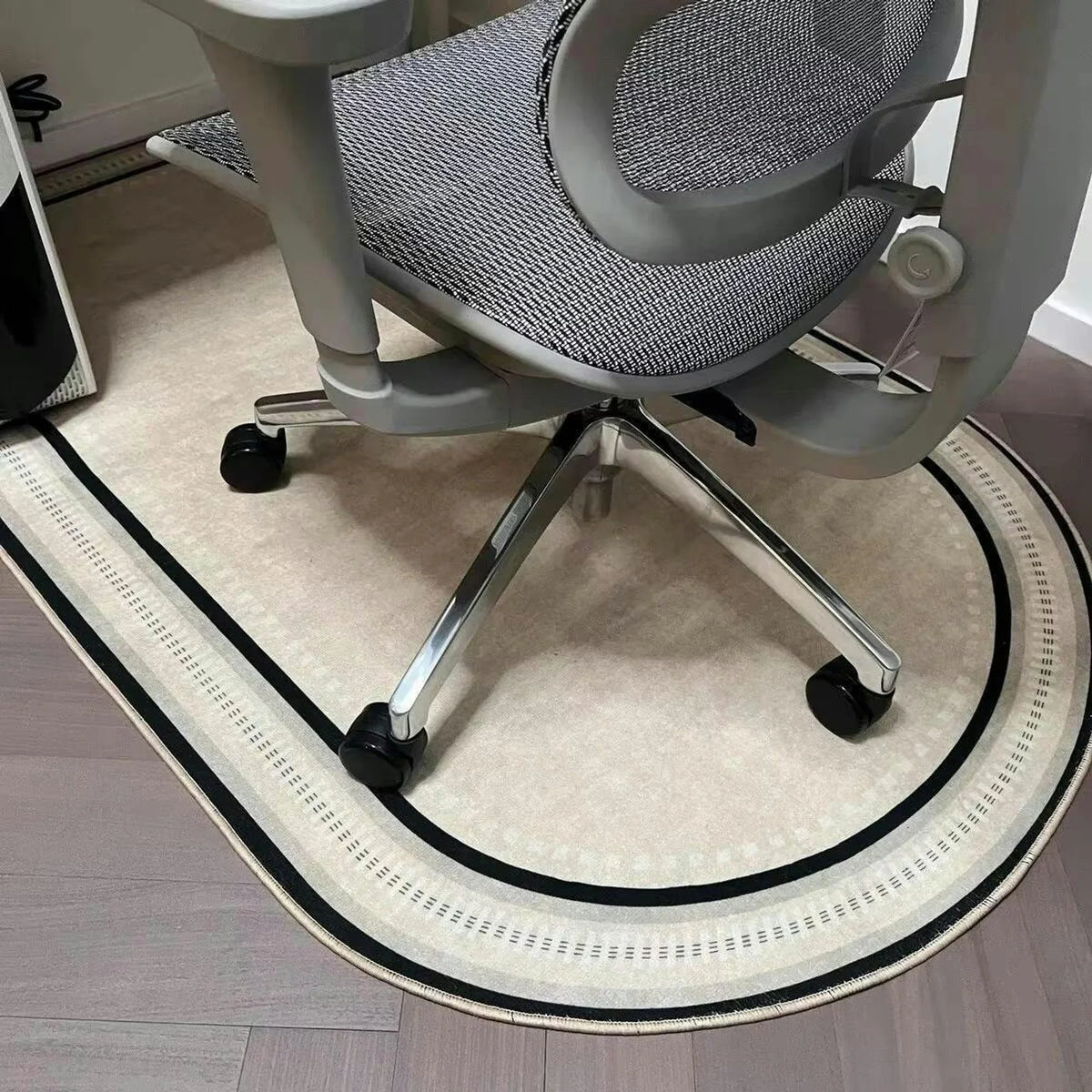 Modern Geometric Office Chair Mat with Non-Slip Backing – Floor Protection
