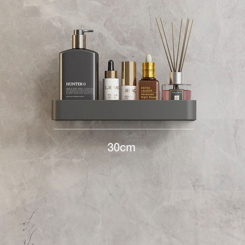 Modern Grey Bathroom Shelf – Wall-Mounted Storage with Optional Towel Rail