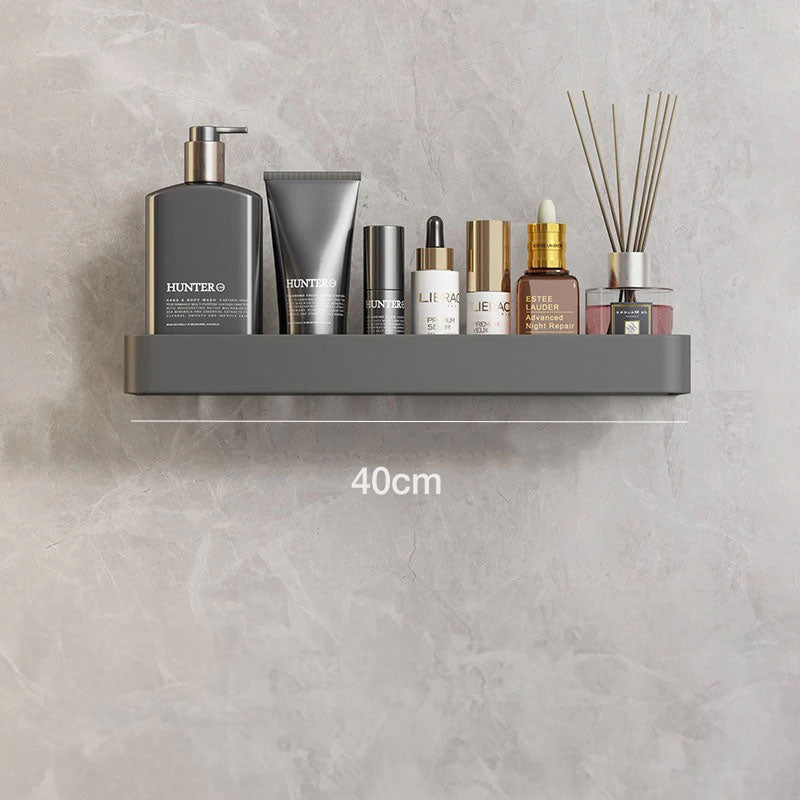 Modern Grey Bathroom Shelf – Wall-Mounted Storage with Optional Towel Rail