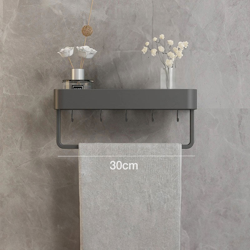Modern Grey Bathroom Shelf – Wall-Mounted Storage with Optional Towel Rail