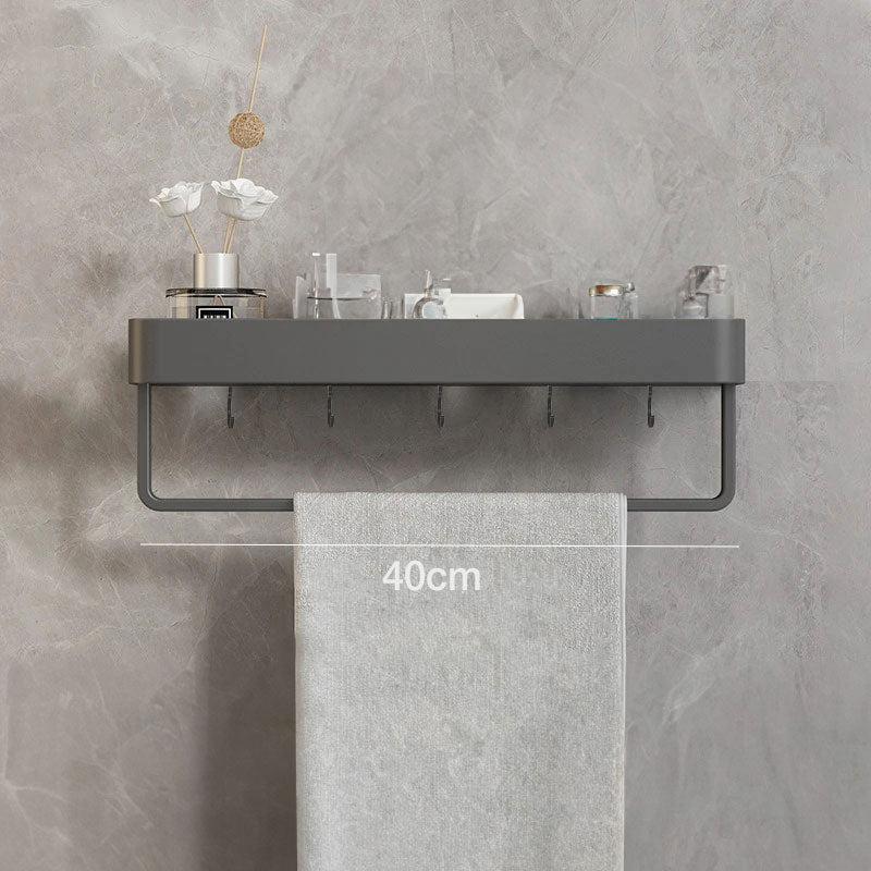 Modern Grey Bathroom Shelf – Wall-Mounted Storage with Optional Towel Rail