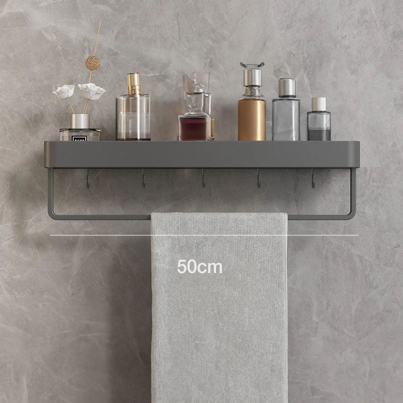 Modern Grey Bathroom Shelf – Wall-Mounted Storage with Optional Towel Rail