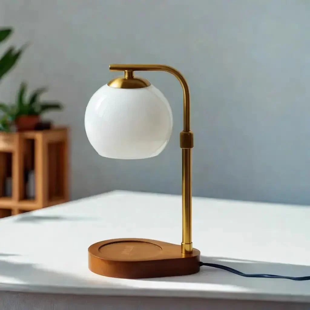 Modern Metal and Glass Candle Warmer Lamp with Elegant Lighting