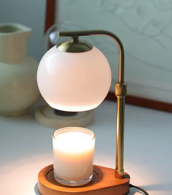 Modern Metal and Glass Candle Warmer Lamp with Elegant Lighting