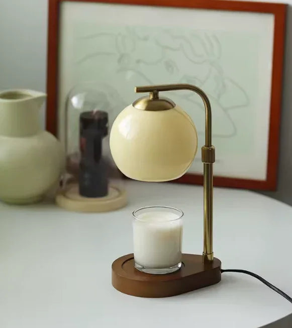 Modern Metal and Glass Candle Warmer Lamp with Elegant Lighting