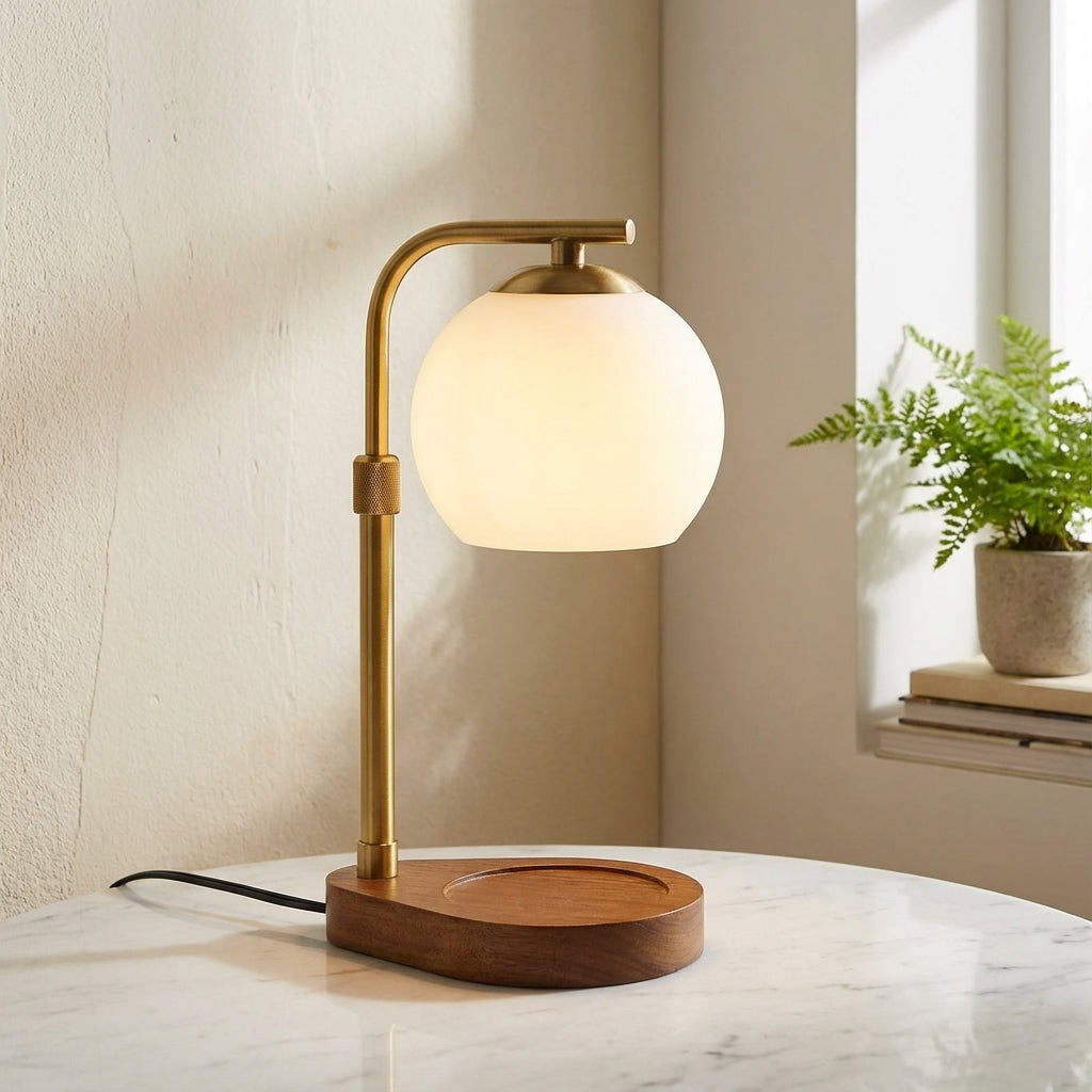 Modern Metal and Glass Candle Warmer Lamp with Elegant Lighting