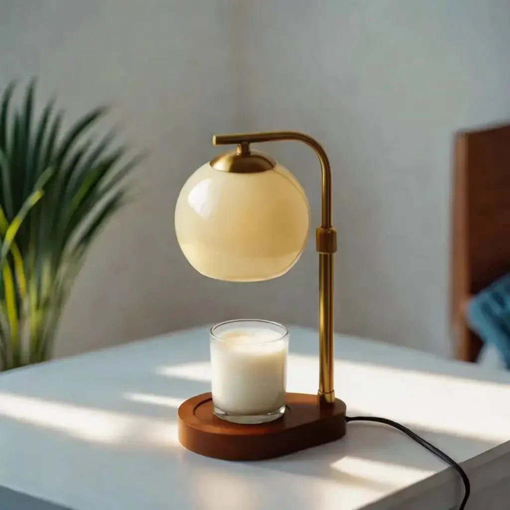 Modern Metal and Glass Candle Warmer Lamp with Elegant Lighting