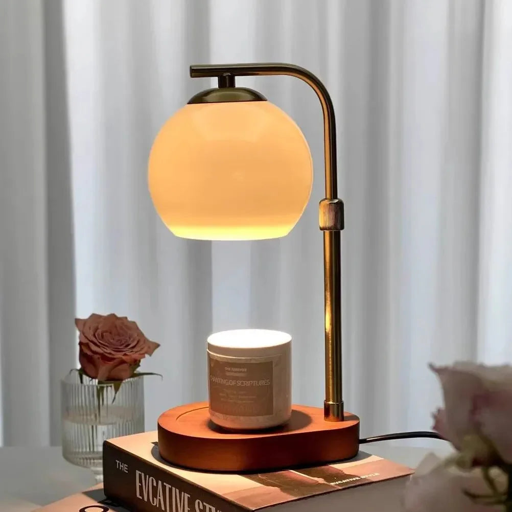 Modern Metal and Glass Candle Warmer Lamp with Elegant Lighting