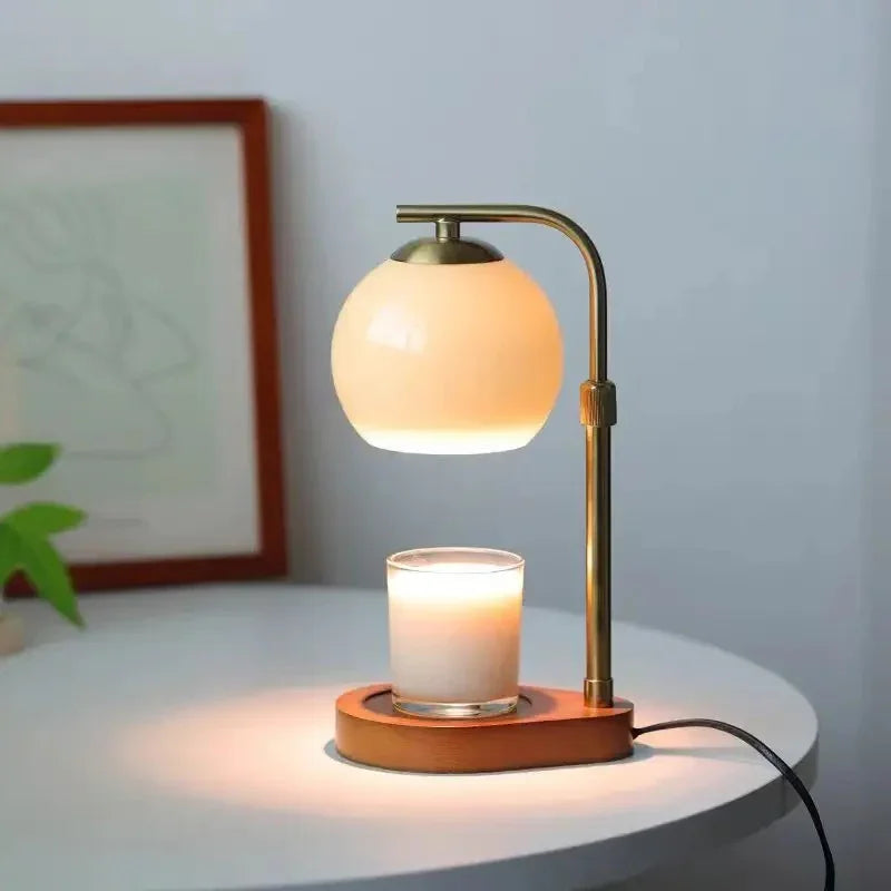 Modern Metal and Glass Candle Warmer Lamp with Elegant Lighting