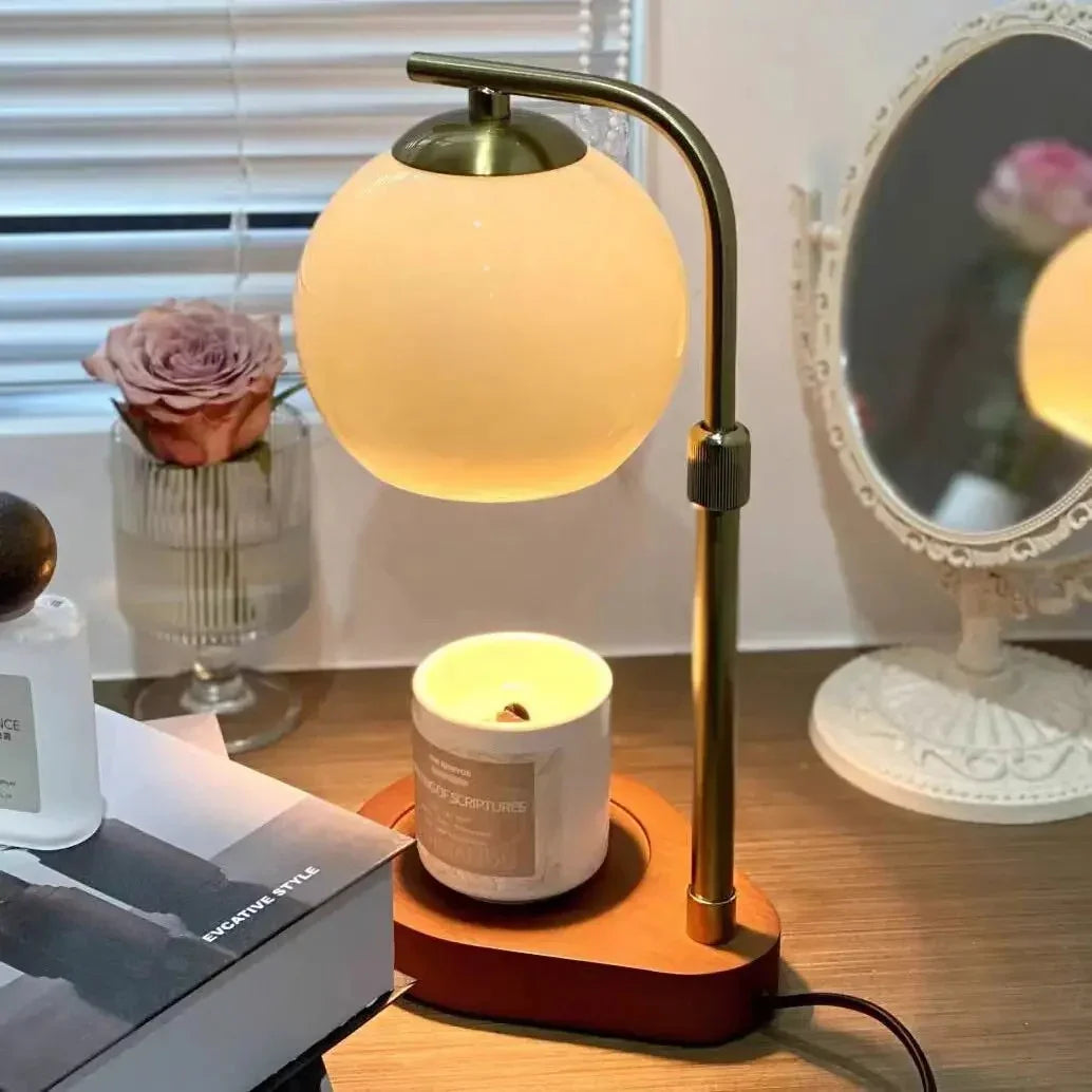 Modern Metal and Glass Candle Warmer Lamp with Elegant Lighting