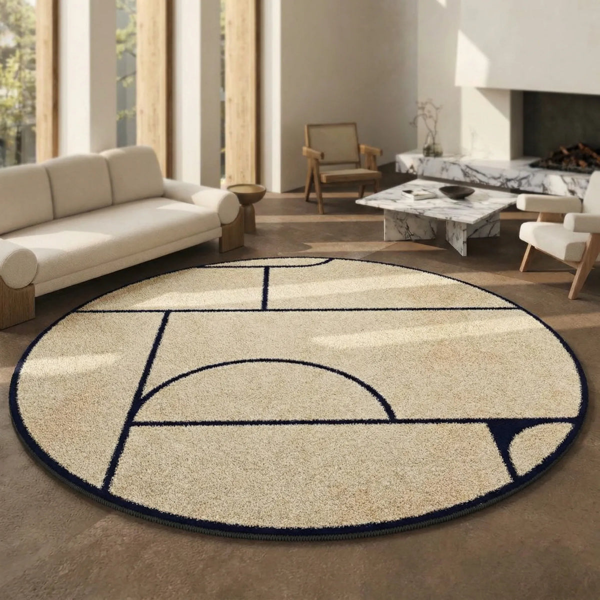 Modern Round Low-Pile Area Rug