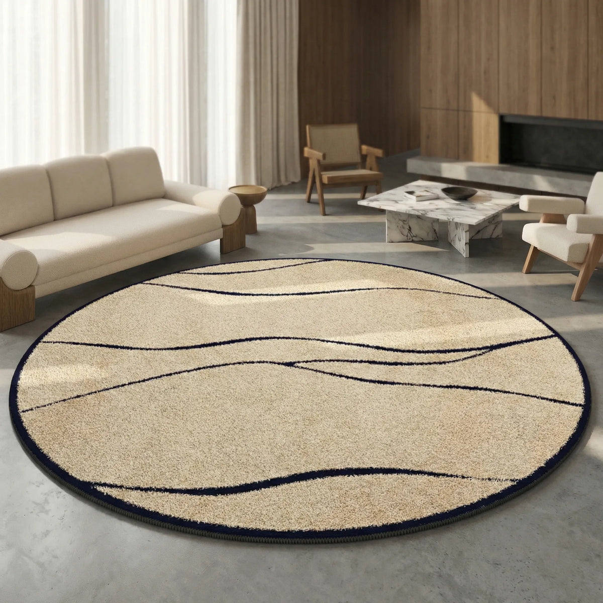Modern Round Low-Pile Area Rug
