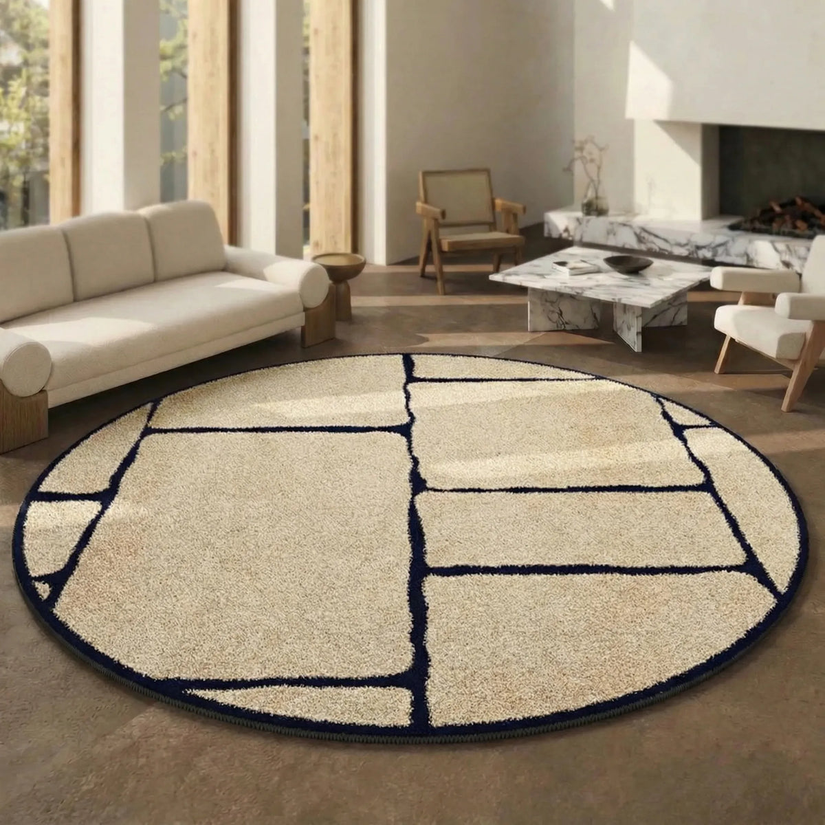 Modern Round Low-Pile Area Rug