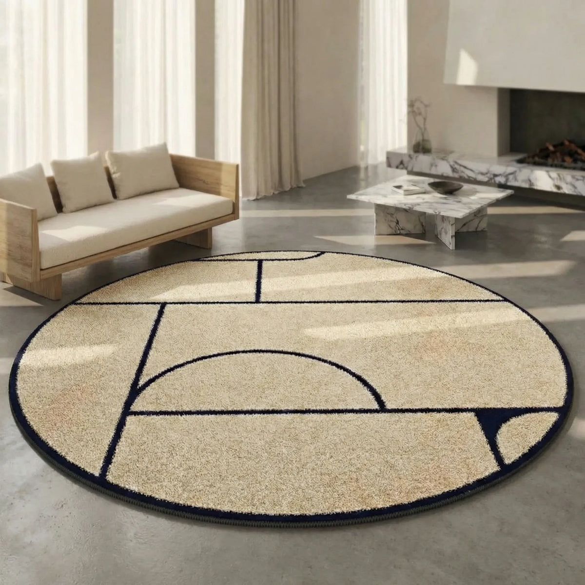 Modern Round Low-Pile Area Rug