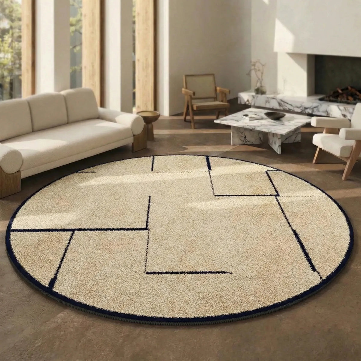 Modern Round Low-Pile Area Rug
