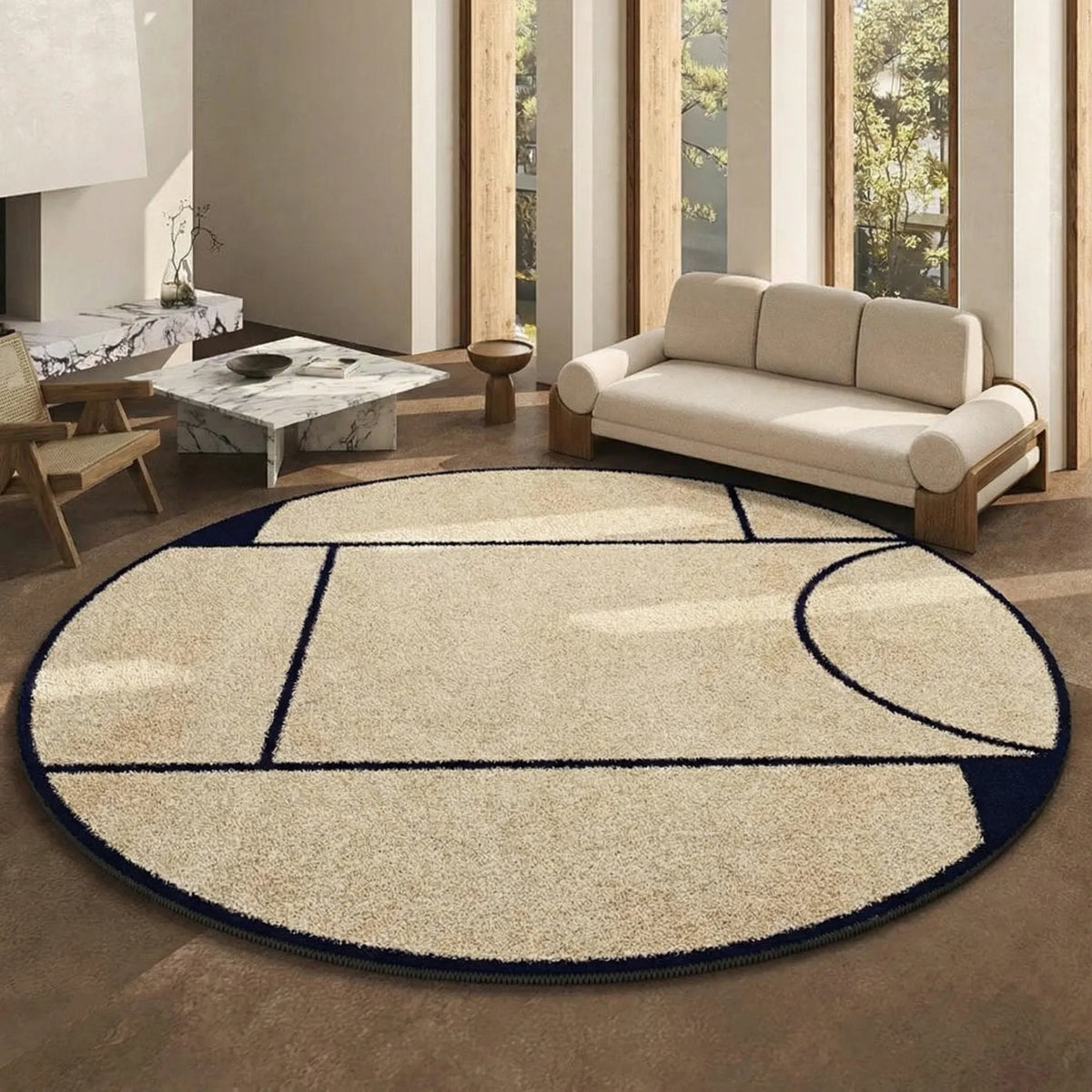 Modern Round Low-Pile Area Rug