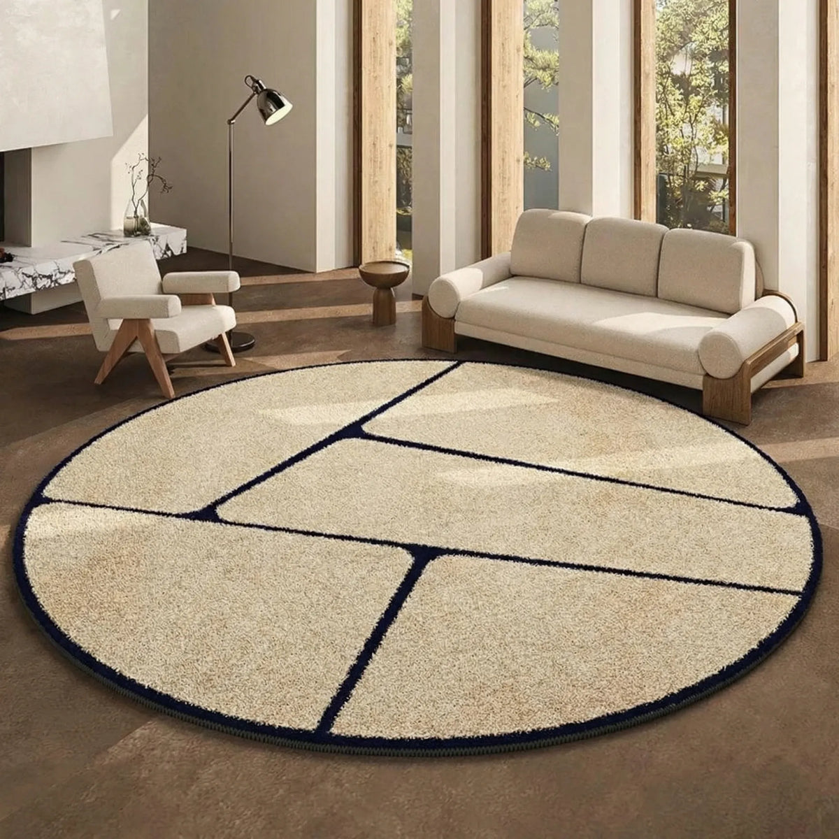 Modern Round Low-Pile Area Rug