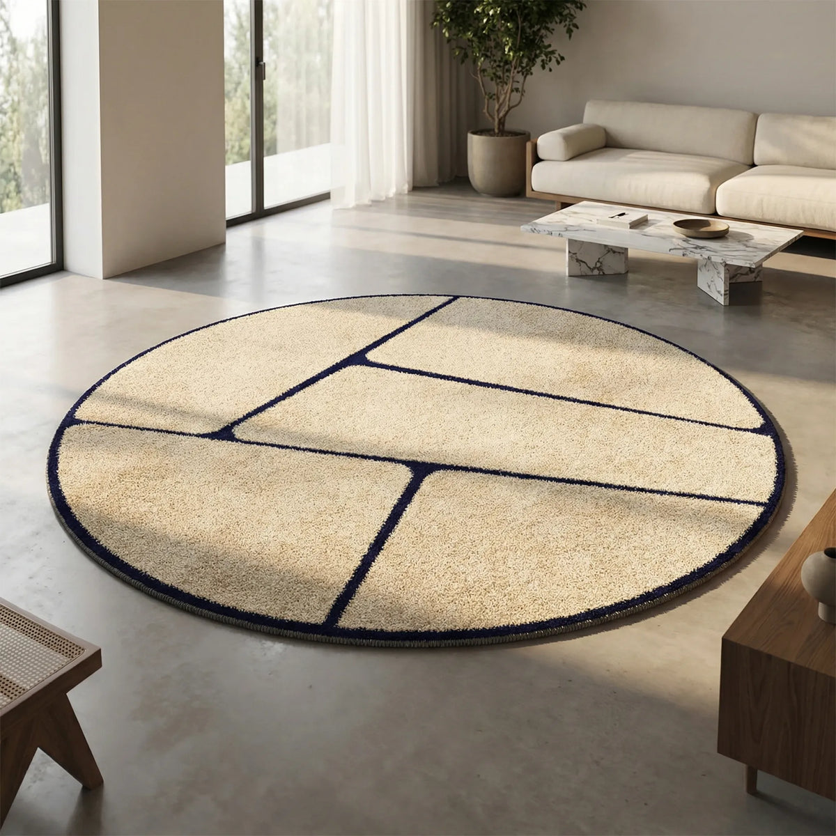 Modern Round Low-Pile Area Rug