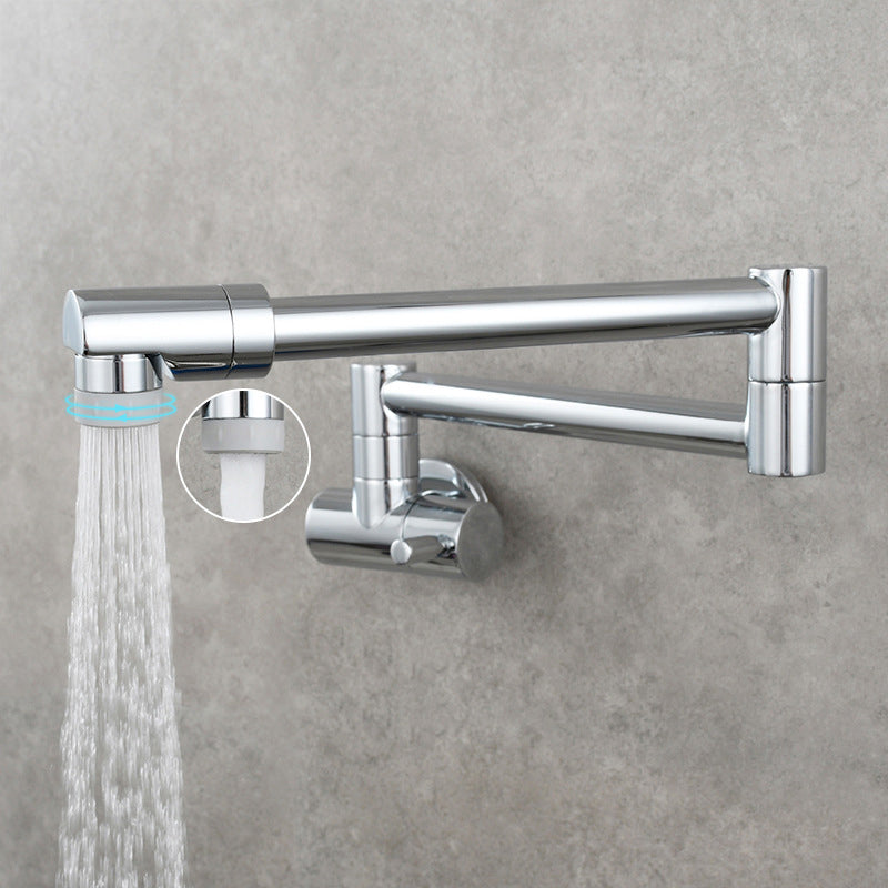 Modern Single-Handle Wall-Mounted Pot Filler Faucet Low-Profile 1-Hole with Pull-Out Spout