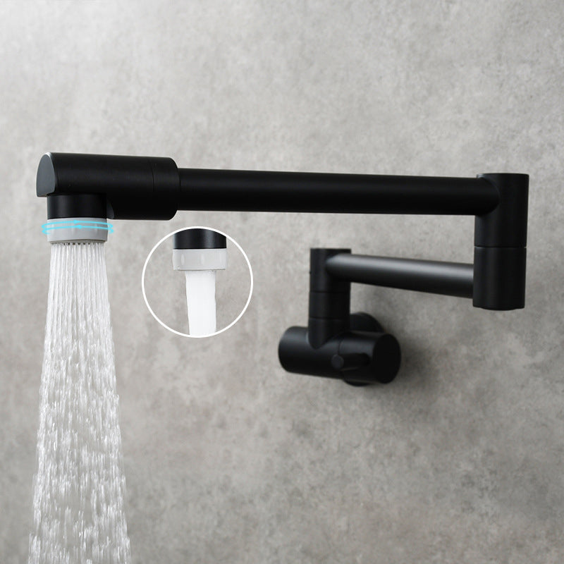 Modern Single-Handle Wall-Mounted Pot Filler Faucet Low-Profile 1-Hole with Pull-Out Spout